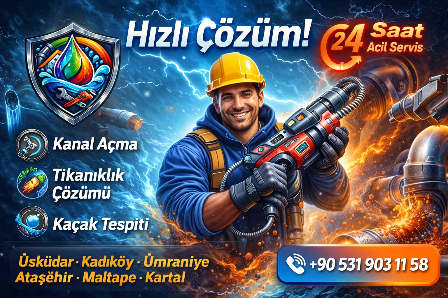 Su tesisat hizmeti - acil gider açma ve kaçak tespiti